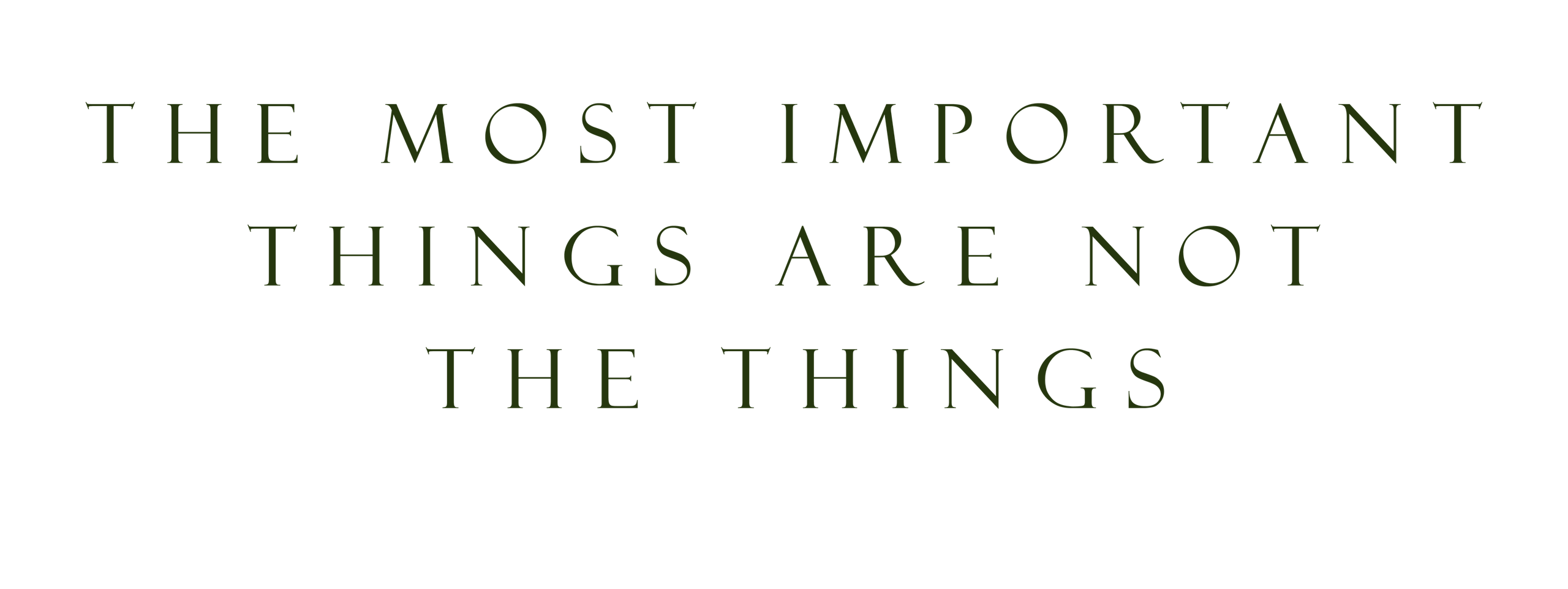 The Most important things are not the things