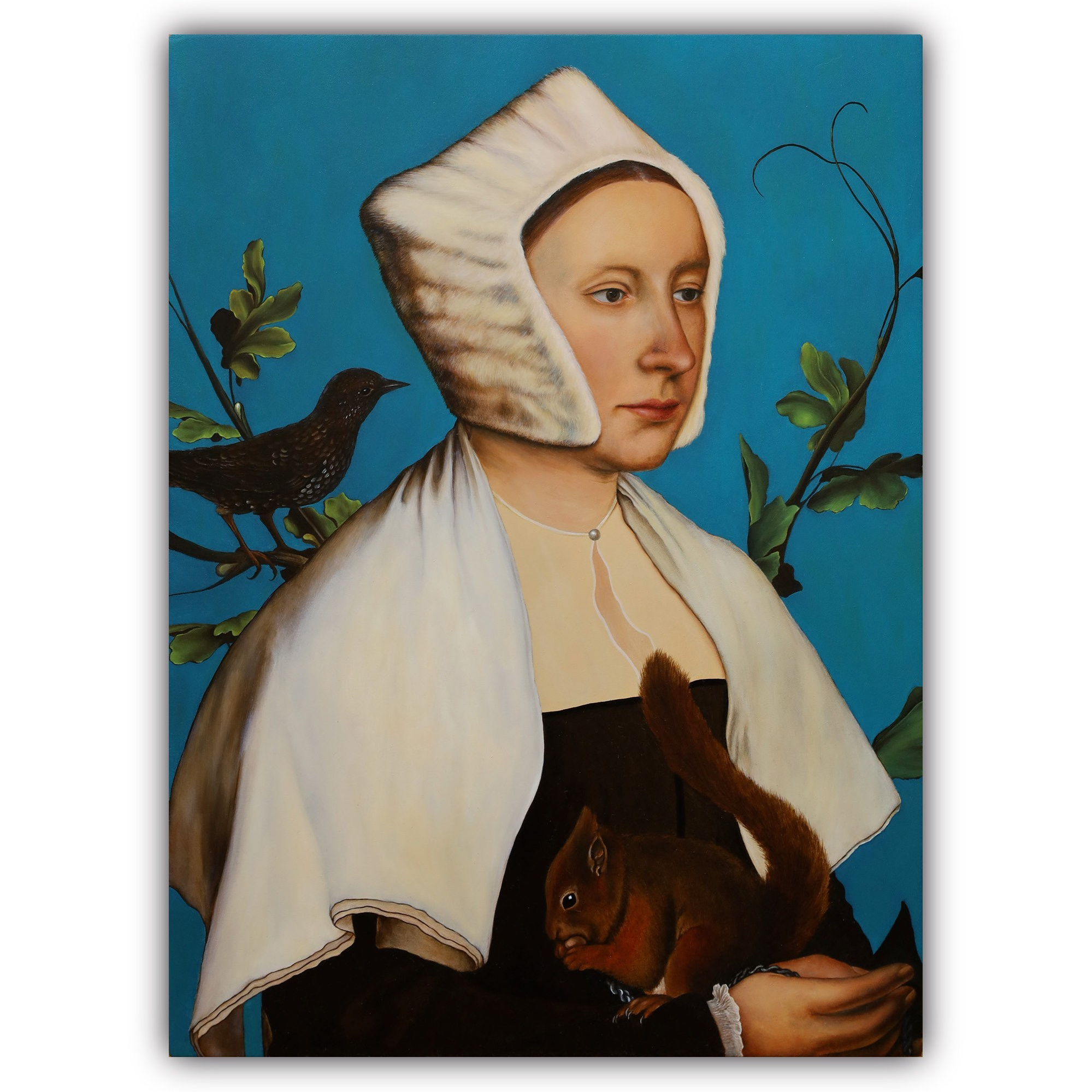 Master copy of the portrait of a Lady with a Squirrel and a Starling. Evgeniia Bychina, painter