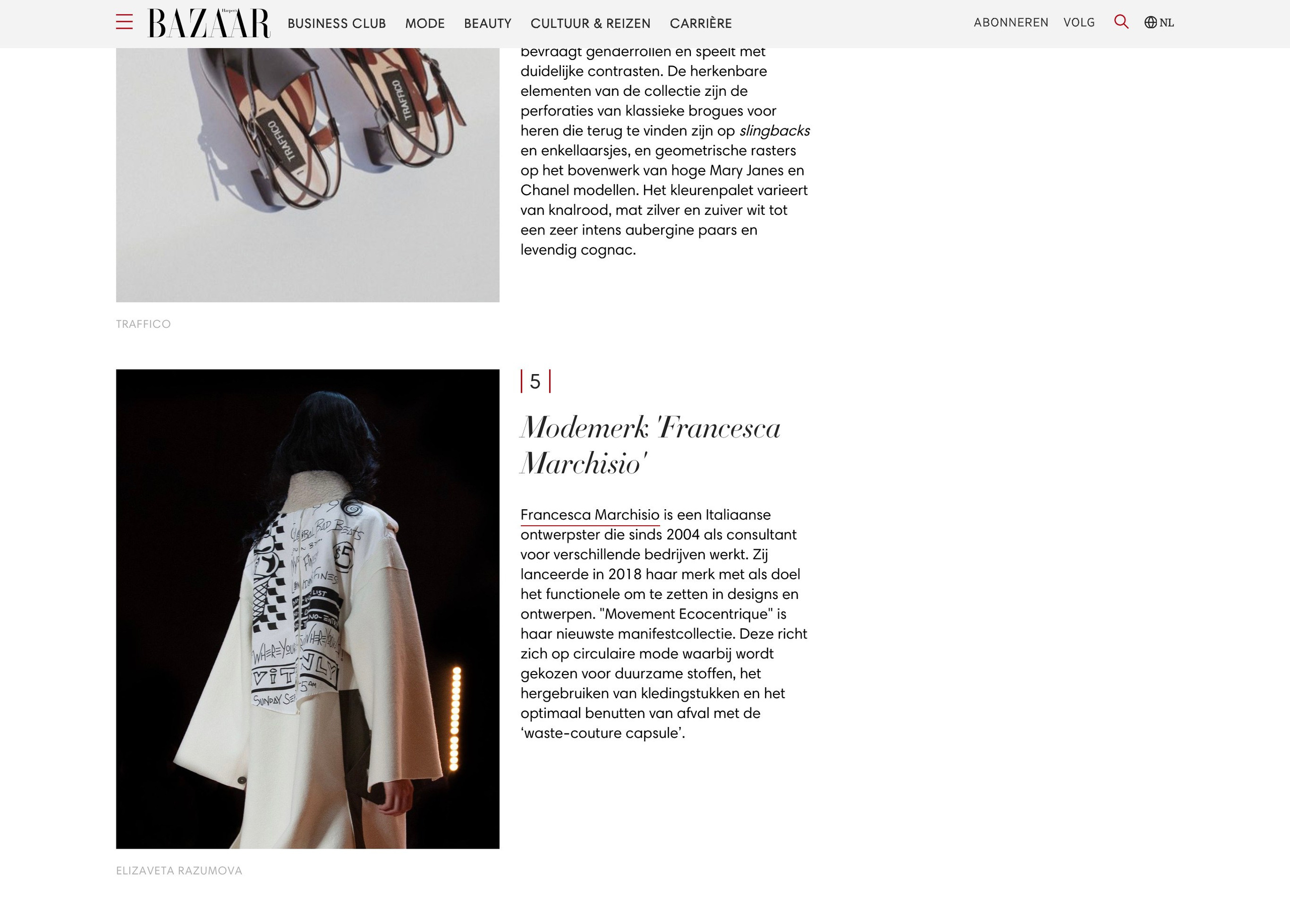 Harper's Bazaar Netherlands Elizaveta Razumova photography publication Fashion Week.