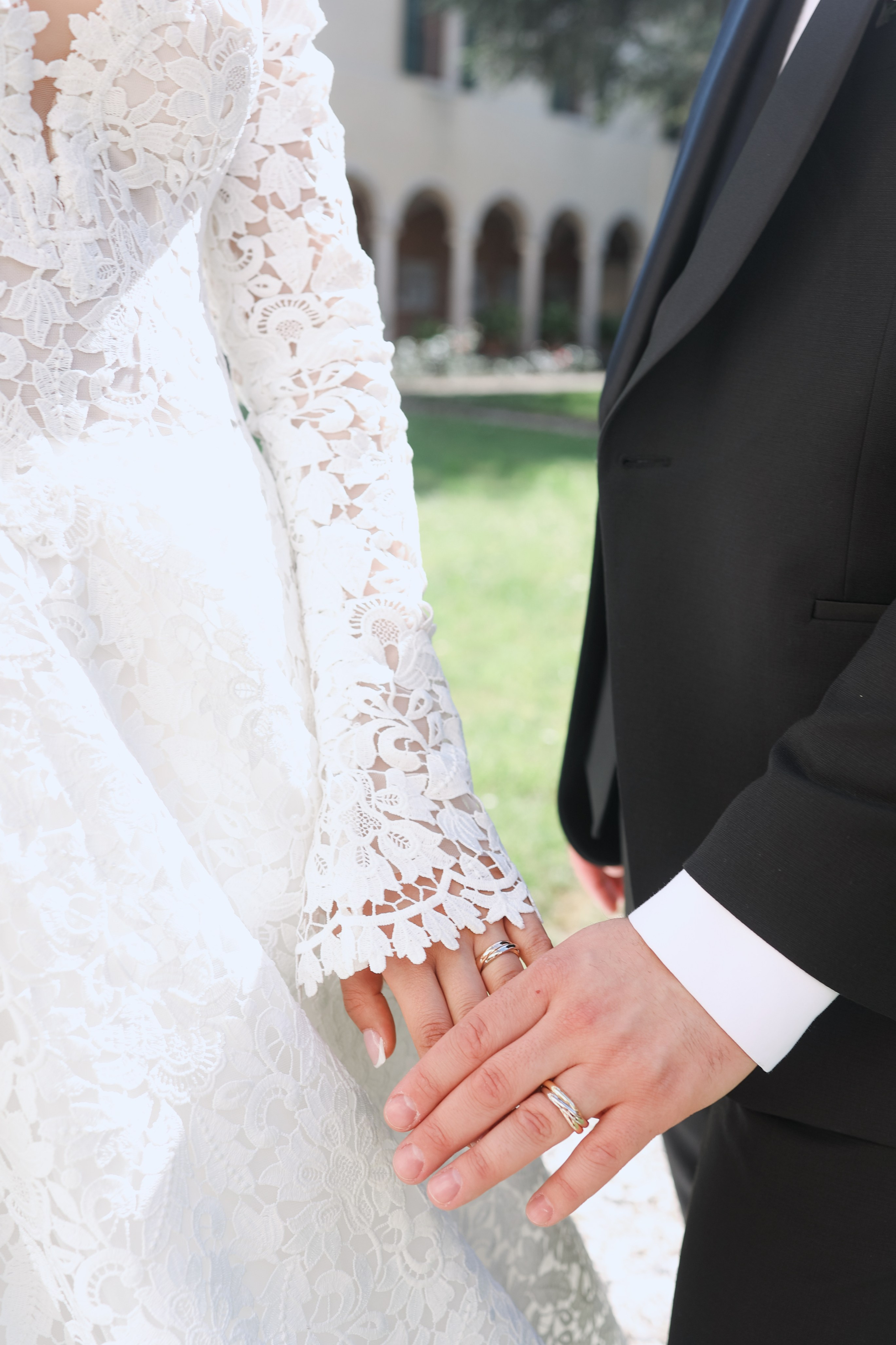 Bride and groom hands