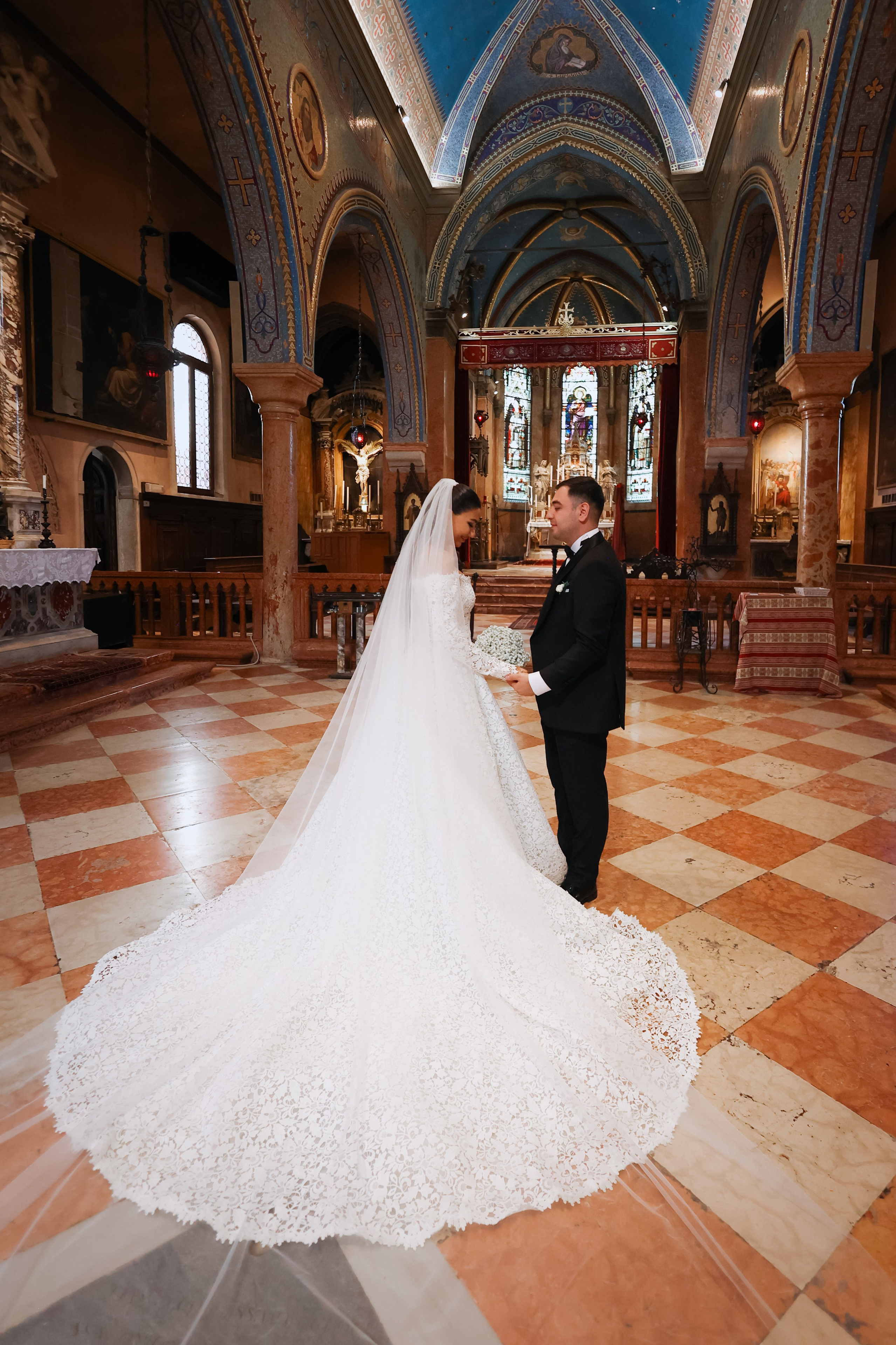 Armenian couple during wedding ceremony on San Lazzaro island in Venice