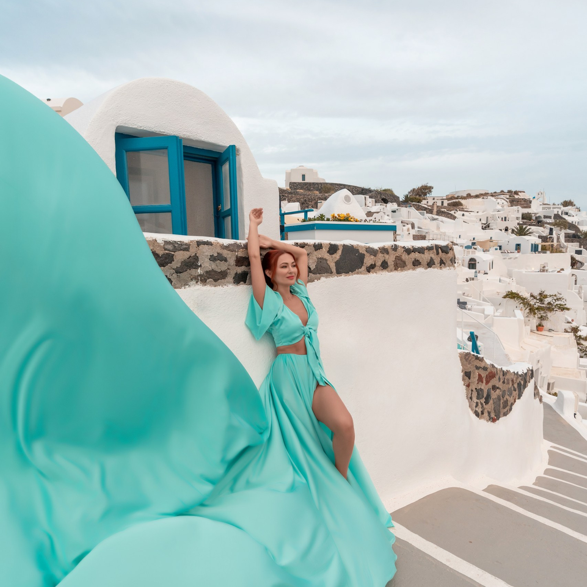 Santorini Flying Dresses Rental catalog price. Photographer in Santorini SokoLOVE Alex| Flying Dress Santorini