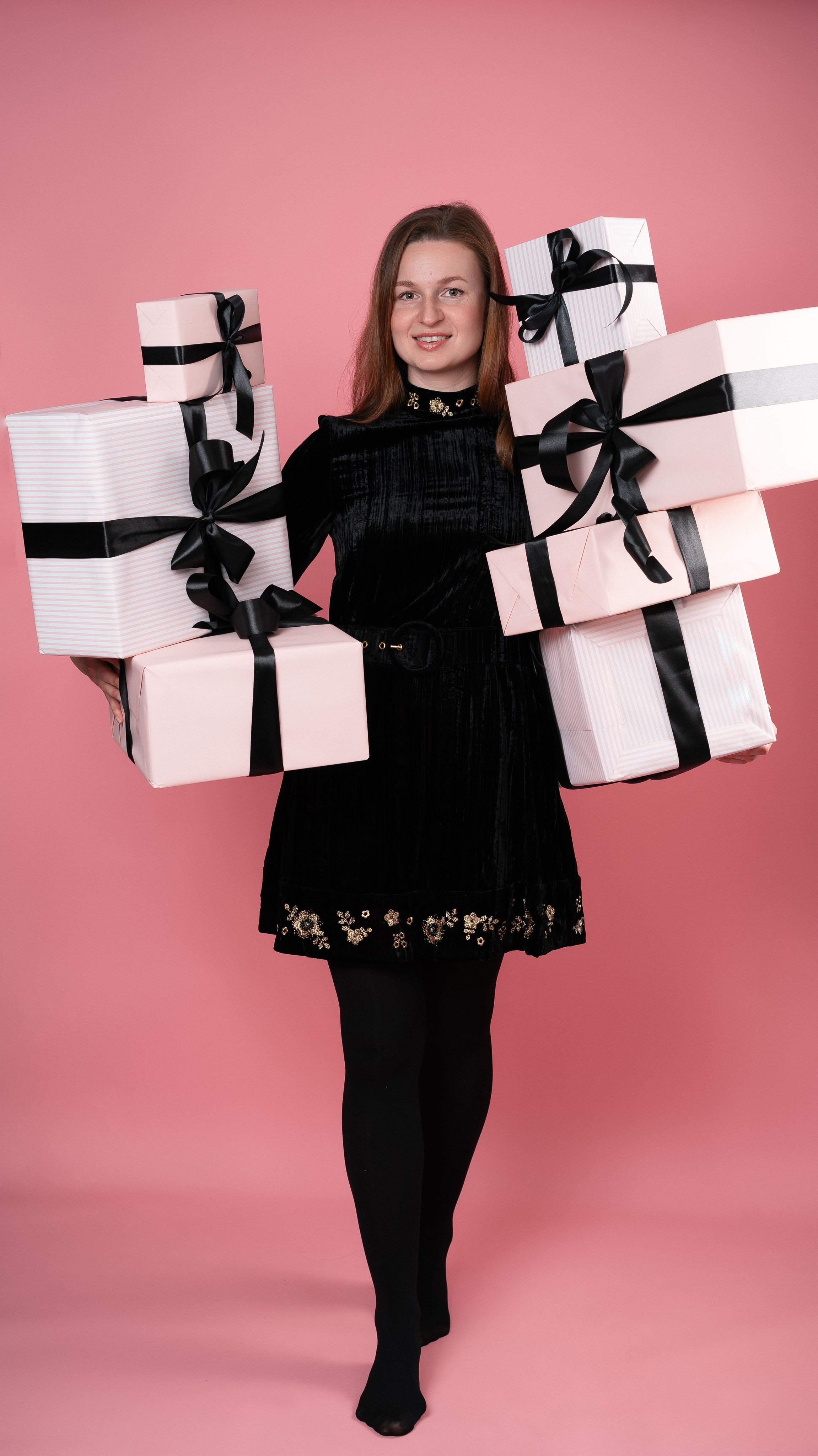 Pink Kerst Fotoshoot. Tatyana Van Hedent een fotograaf te Zele, Oost-Vlaanderen