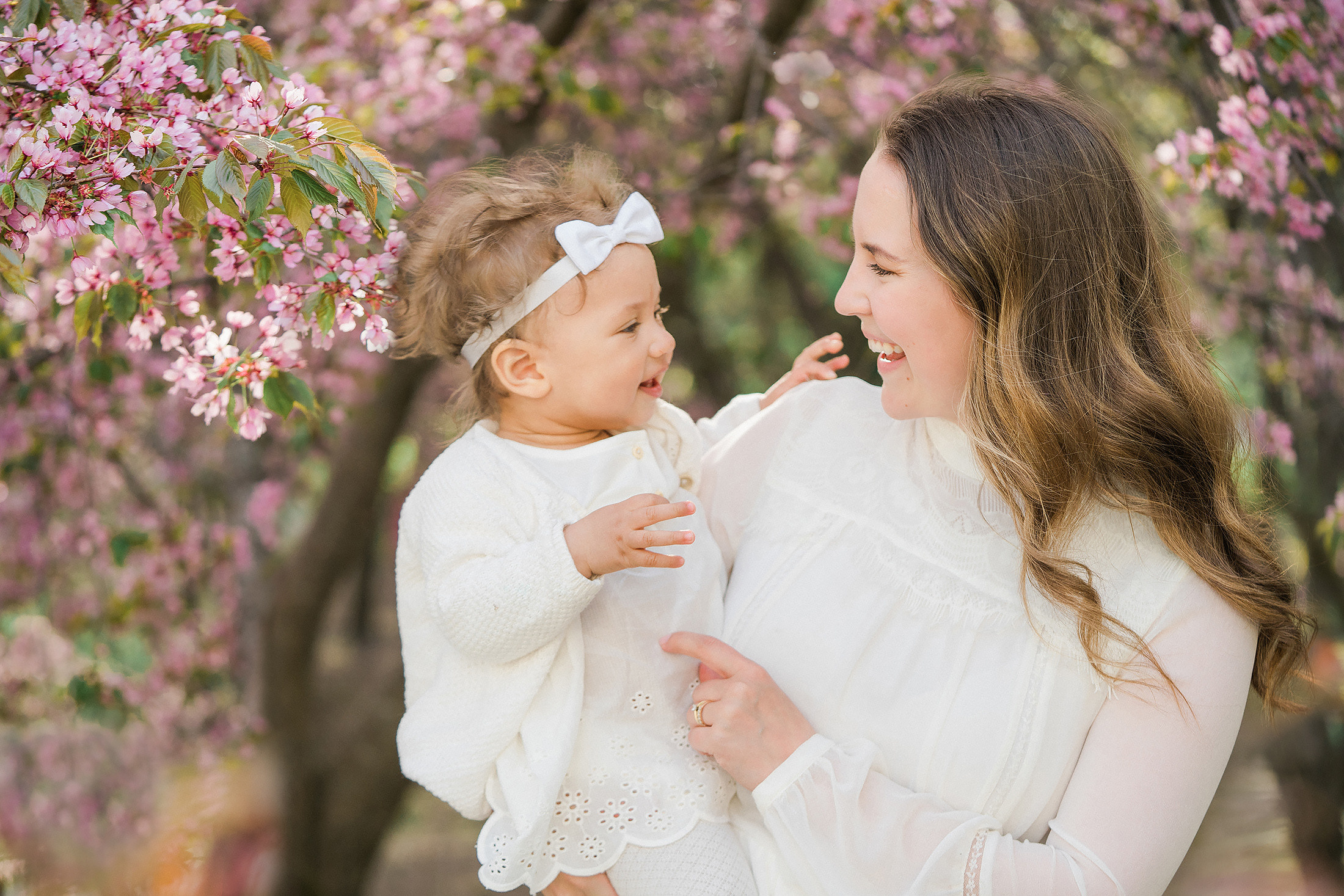 Keväinen perhekuvaus Roihuvuoren kirsikkapuistossa