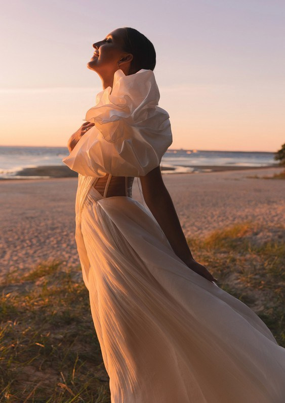 Fine art wedding portrait with editorial lighting