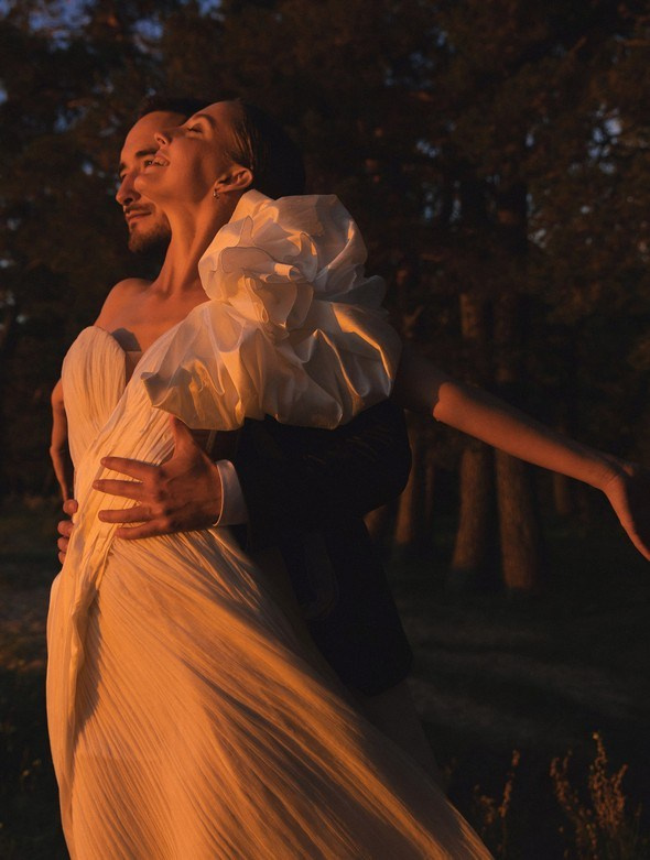 Fine art wedding portrait with editorial lighting