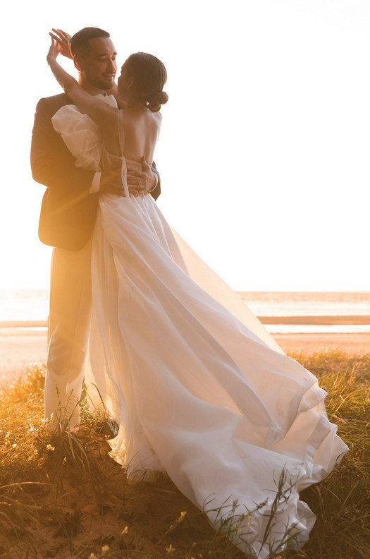 Fine art wedding portrait with editorial lighting