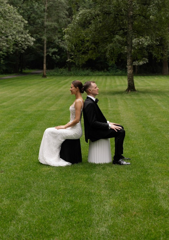 Fashion-inspired portrait of newlyweds