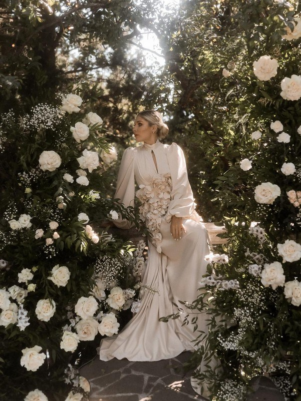 Editorial-style wedding portrait of a couple in Leicester