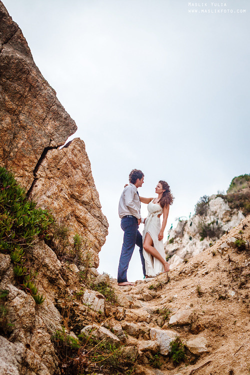 Sesión de fotos de boda de playa en España. Fotógrafo en Barcelona  Maslik Yulia