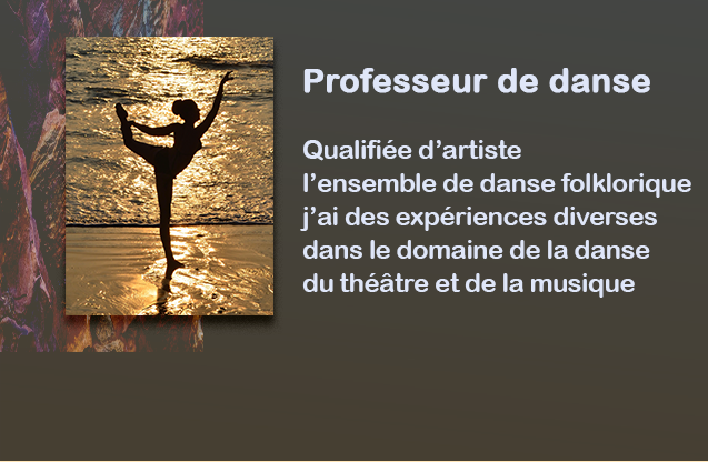 Professeur de danse. Mannequins, design, decoration, handmade, photographe…