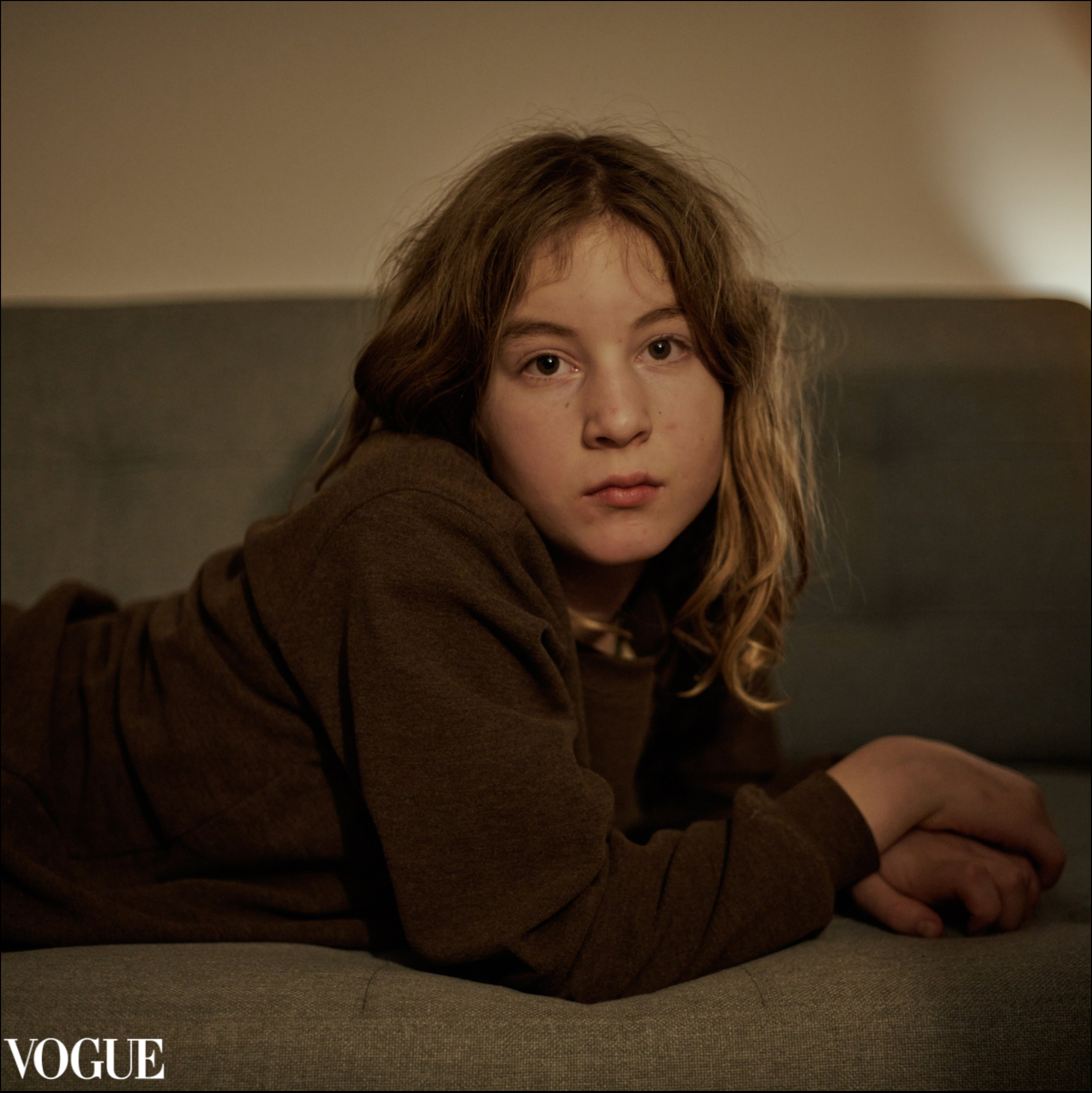 Portrait pic of daughter in community space, published on Photo Vogue, by woman photographer Victoria Ushkanova