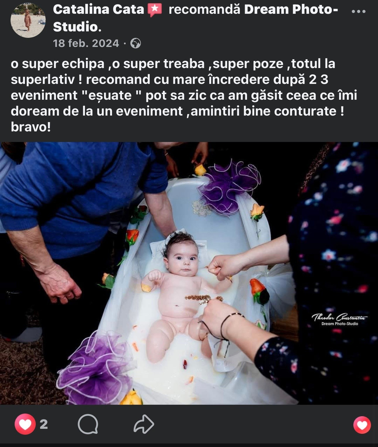 Recenzii Facebook. Dream Studio Galați – ședințe foto profesionale pentru familie, portrete și evenimente