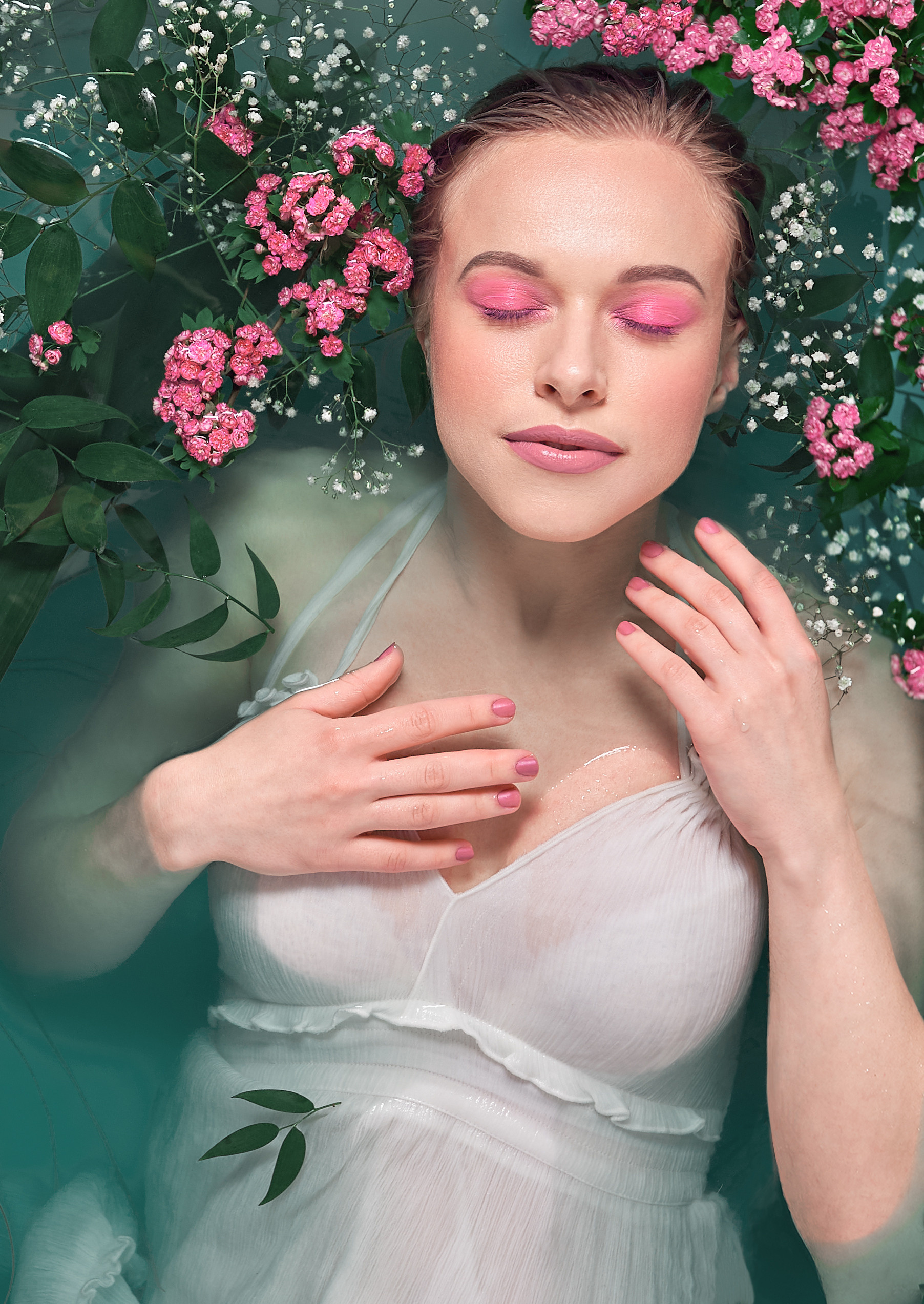 photoshoot, bath, milk, flowers, girl